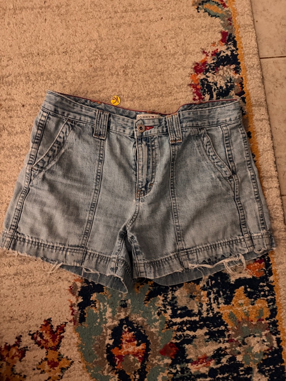 Tommy Hilfiger Washed Light Blue Denim Jean Shorts